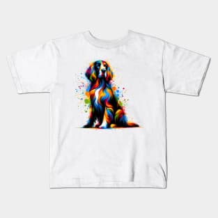 Colorful Abstract Art of a Sitting Gordon Setter Kids T-Shirt